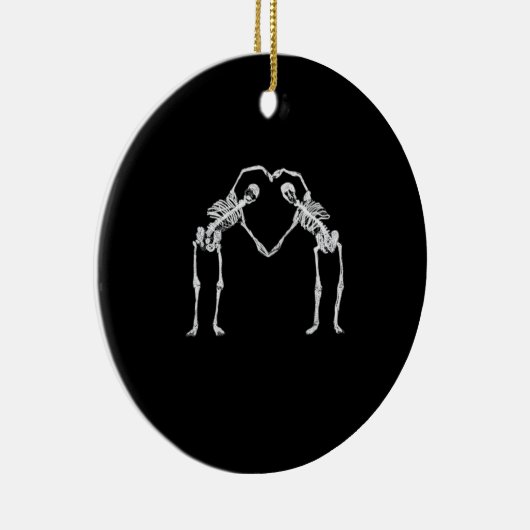 Zwei Skeleton Hearts Hands Classic Keramik Ornament (Rechts)