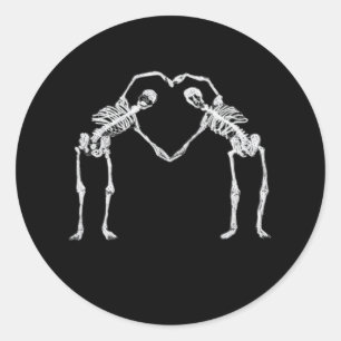Zwei Skeleton Hearts Hands Classic Runder Aufkleber