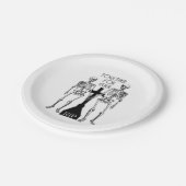 Zwei Skelette in Liebe Pappteller (Schrägansicht)