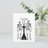 Zwei Skelette in Liebe Postkarte (Stehend Vorderseite)