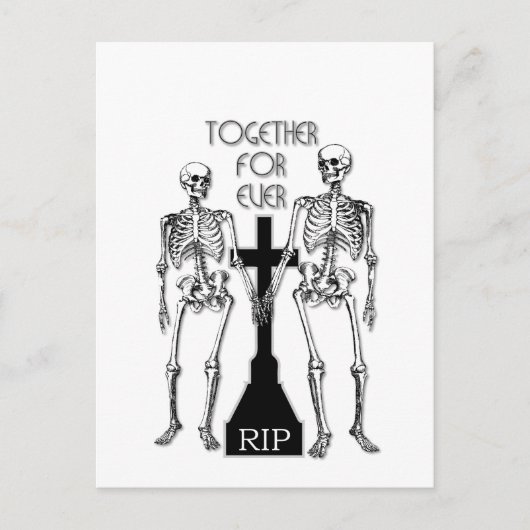 Zwei Skelette in Liebe Postkarte (Vorderseite)