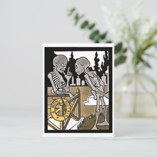 Zwei Skelette Postkarte (Stehend Vorderseite)