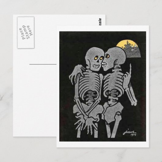 Zwei Skelette sprechen Postkarte (Vorne/Hinten)