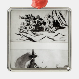 Zwei Skizzen für das Floss der Medusa, c.1819 Silbernes Ornament