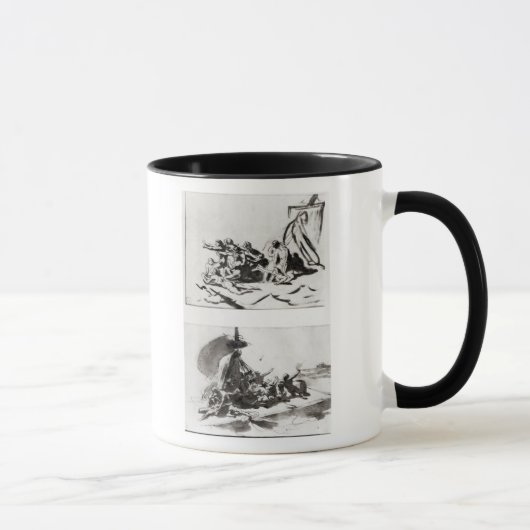 Zwei Skizzen für das Floss der Medusa, c.1819 Tasse (Rechts)