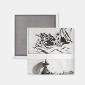 Zwei Skizzen für das Raft der Medusa, c.1819 Magnet (Vorderseite/Rückseite)