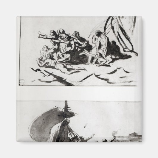 Zwei Skizzen für das Raft der Medusa, c.1819 Magnet (Vorne)