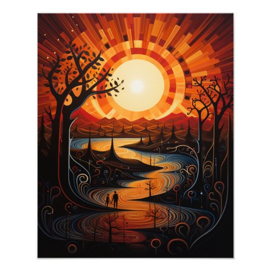 Zwei Sonnen im Sonnenuntergang Fotodruck (Vorne)