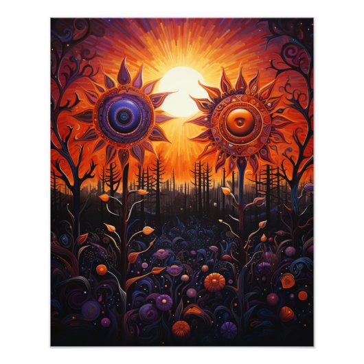 Zwei Sonnen im Sonnenuntergang Fotodruck (Vorne)