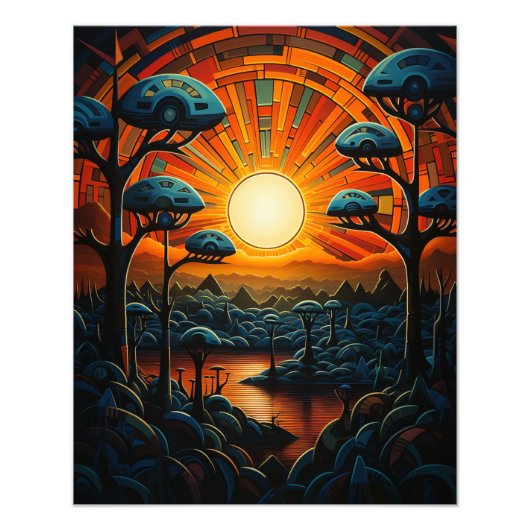 Zwei Sonnen im Sonnenuntergang Fotodruck (Vorne)