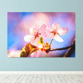 Zwei sonnenbeleuchtete Sakura-Blüten Leinwanddruck (Insitu (Holzboden))