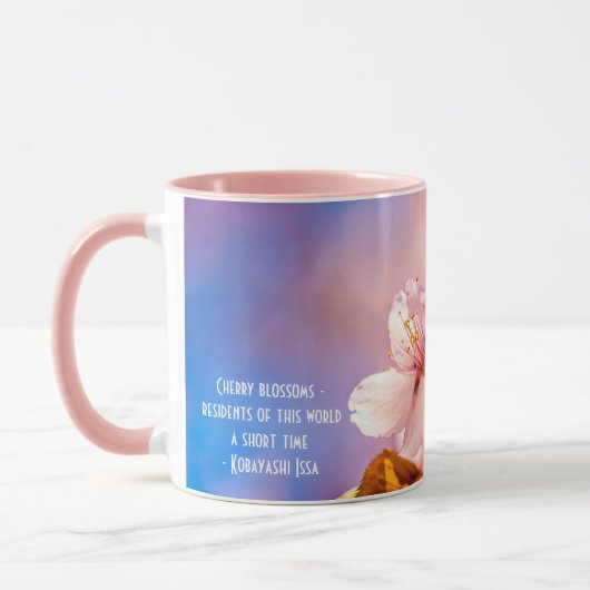 Zwei sonnenbeleuchtete Sakura-Blüten Tasse (Links)