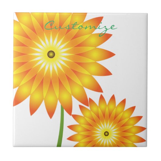 Zwei Sonnenblumen-Pflanze Thunder_Cove Fliese (Vorderseite)