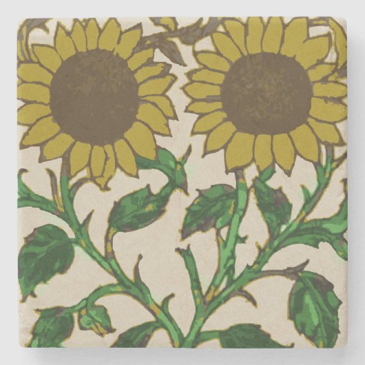 Zwei Sonnenblumen Steinuntersetzer (Vorderseite)