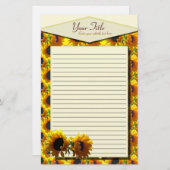 Zwei Sonnenblumen zeichneten Briefpapier (Vorne/Hinten)