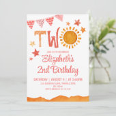 Zwei Sonnenschein am 2. Geburtstag Einladung (Stehend Vorderseite)