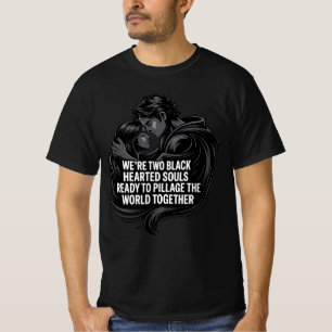 zwei Soule mit schwarzem Herz bereit, die Welt zu  T-Shirt