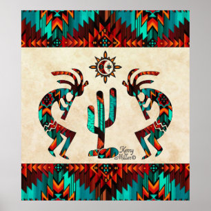 Zwei Southwest Kokopelli Poster