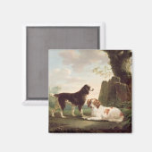 Zwei Spaniels in einer Landschaft Magnet (Vorderseite/Rückseite)
