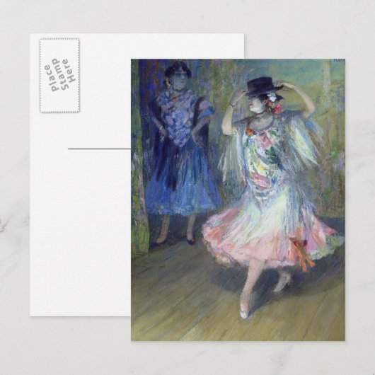 Zwei spanische Tänzer, 1852 Postkarte (Vorne/Hinten)