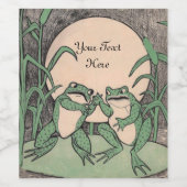 Zwei Spaß beim Streiten grüner Frösche auf Lily Pa Weinetikett (Einzelnes Label)