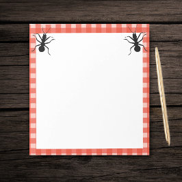 Zwei Spaß Big Black Ameisen rot Karierte Grenze Notizblock