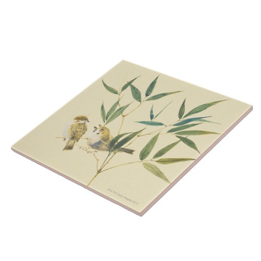 Zwei Spatzen Fliese (Seite)