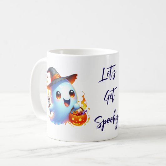 zwei spielerische Geister in Hexenhut gekleidet Kaffeetasse (Vorderseite Links)