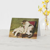 Zwei spielerische Kätzchen Karte (Gelbe Blume)