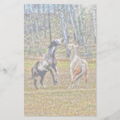 Zwei spielerische Pinto Paint Horses Equine Art De Briefpapier (Vorderseite)