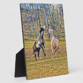 Zwei spielerische Pinto Paint Horses Equine Art De Fotoplatte (Seite)