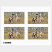 Zwei spielerische Pinto Paint Horses Equine Art De Rechteckiger Aufkleber (Blatt)