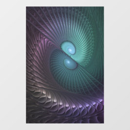 Zwei Spiralen farbenfroh Modernes Abstraktes Frakt Fensteraufkleber