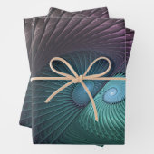 Zwei Spiralen farbenfroh Modernes Abstraktes Frakt Geschenkpapier Set (Beispiel)