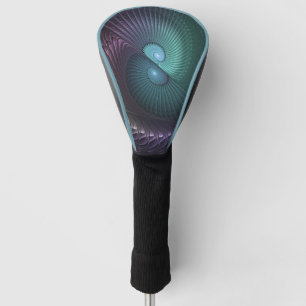 Zwei Spiralen farbenfroh Modernes Abstraktes Frakt Golf Headcover