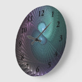 Zwei Spiralen farbenfroh Modernes Abstraktes Frakt Große Wanduhr (Winkel)