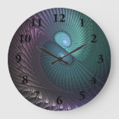 Zwei Spiralen farbenfroh Modernes Abstraktes Frakt Große Wanduhr (Vorderseite)