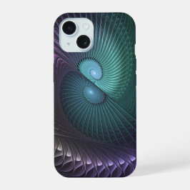 Zwei Spiralen farbenfroh Modernes Abstraktes Frakt iPhone 15 Hülle
