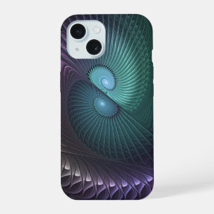 Zwei Spiralen farbenfroh Modernes Abstraktes Frakt iPhone 15 Hülle
