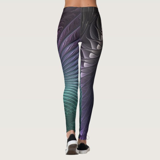 Zwei Spiralen farbenfroh Modernes Abstraktes Frakt Leggings (Rückseite)