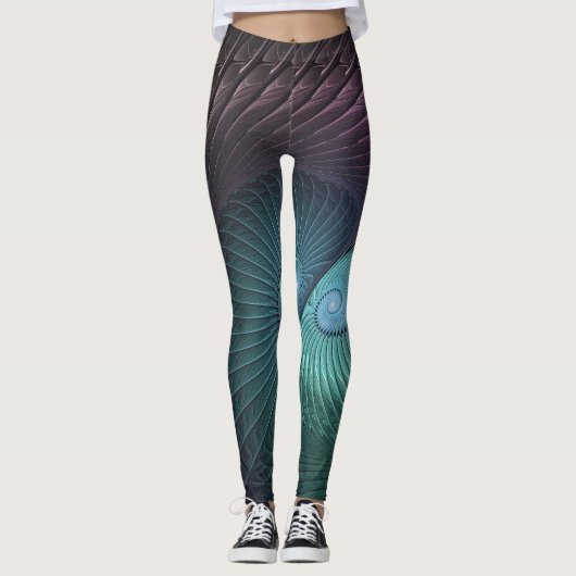Zwei Spiralen farbenfroh Modernes Abstraktes Frakt Leggings (Vorderseite)