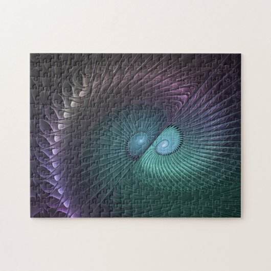 Zwei Spiralen farbenfroh Modernes Abstraktes Frakt Puzzle (Horizontal)