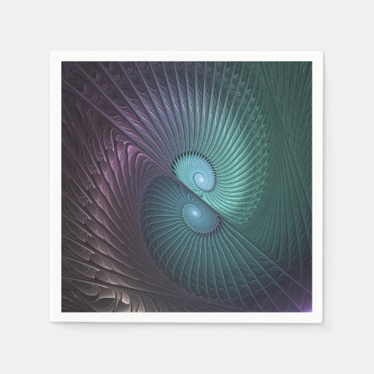 Zwei Spiralen farbenfroh Modernes Abstraktes Frakt Serviette (Vorderseite)