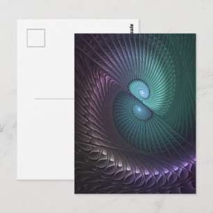 Zwei Spiralen Farbige Moderne Abstrakte Fraktal Ku Postkarte