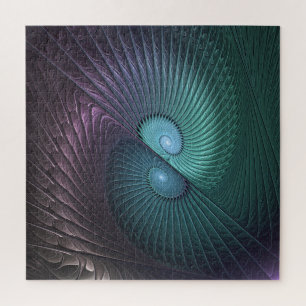 Zwei Spiralen Farbige Moderne Abstrakte Fraktal Ku Puzzle