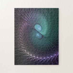 Zwei Spiralen Farbige Moderne Abstrakte Fraktal Ku Puzzle
