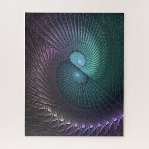 Zwei Spiralen Farbige Moderne Abstrakte Fraktal Ku Puzzle