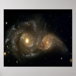 Zwei Spiralgalaxien Kollidierendes Poster