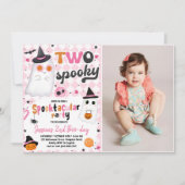 Zwei Spookes Halloween Niedliches Gespenst 2. Gebu Einladung (Vorderseite)