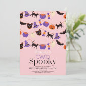 Zwei Spookes Halloween Rosa 2. Geburtstag Einladung (Stehend Vorderseite)